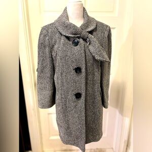 EUC Loft Tweed Coat with Adorable Neckline Sz 8